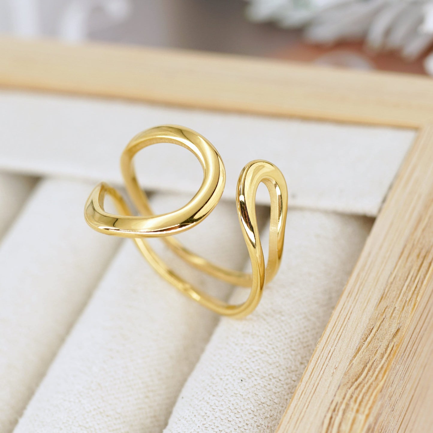 Gold Open Curve Ring, Delicate Stacking Ring