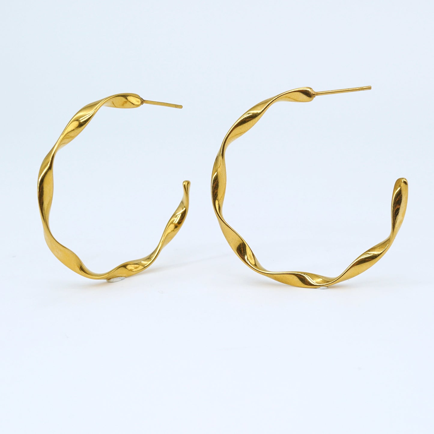 C-shaped Gold Twisted Hoop Earrings