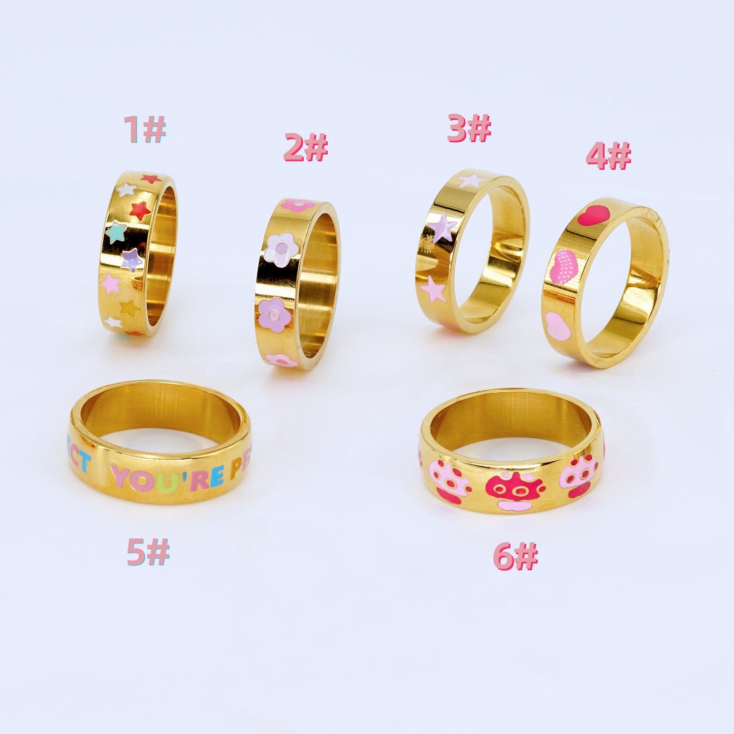 Rainbow Star/Heart/Flower Enamel Ring