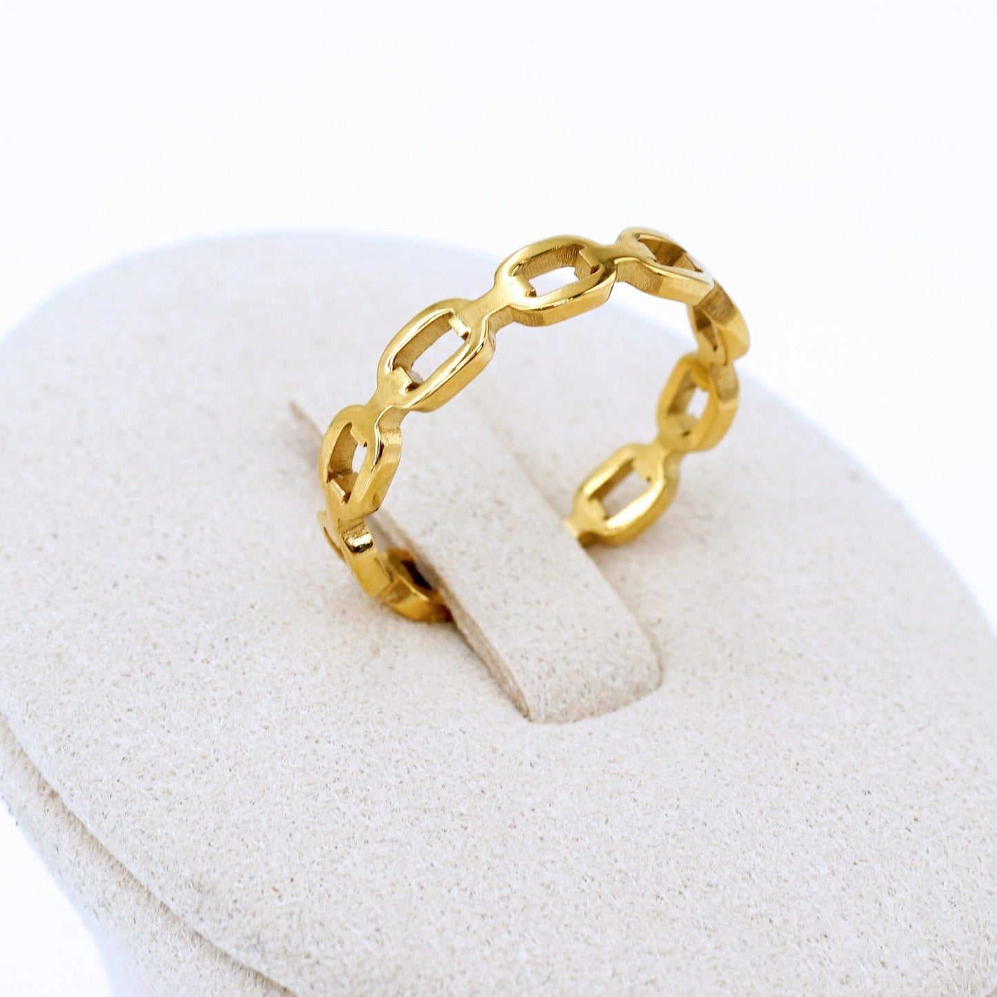 Dainty Gold Link Ring, Minimalist Stacking Ring