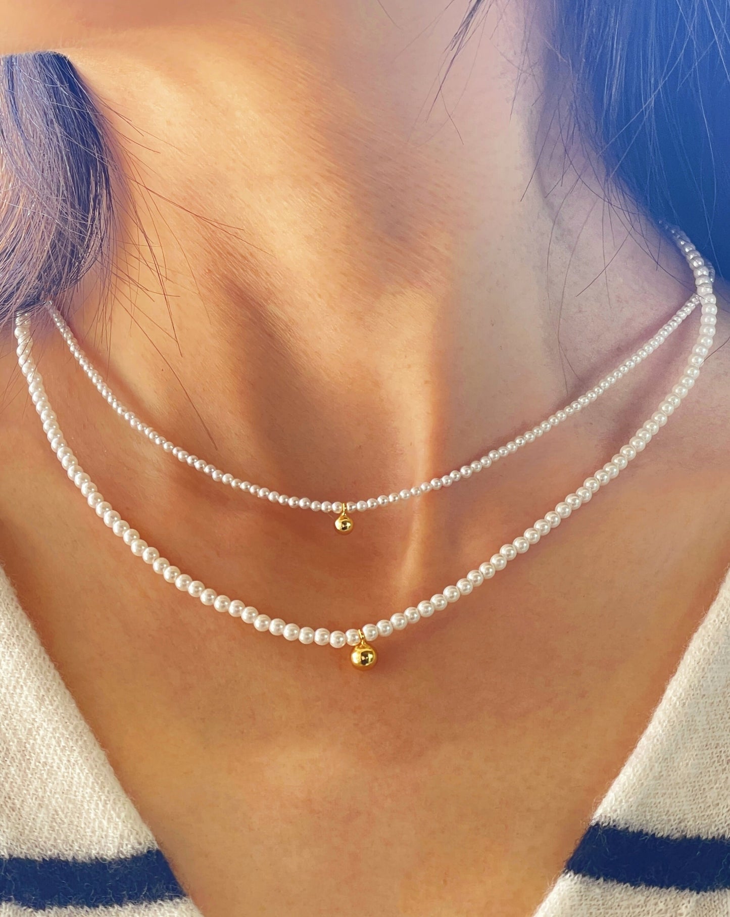 Classic Pearl Choker Necklace, 2/3mmm, Wedding Bridal Jewelry