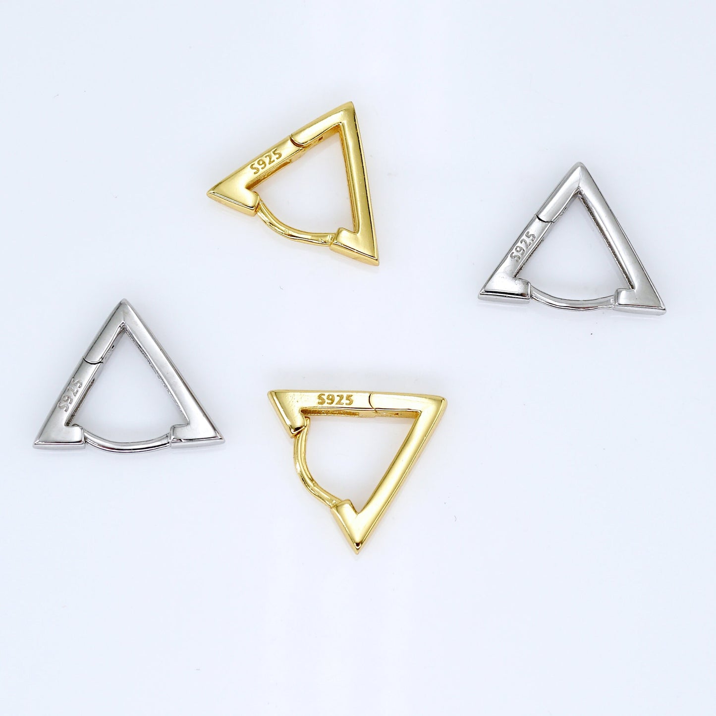 Triangle Shape Huggie Hoop Earrings In Sterling Silver