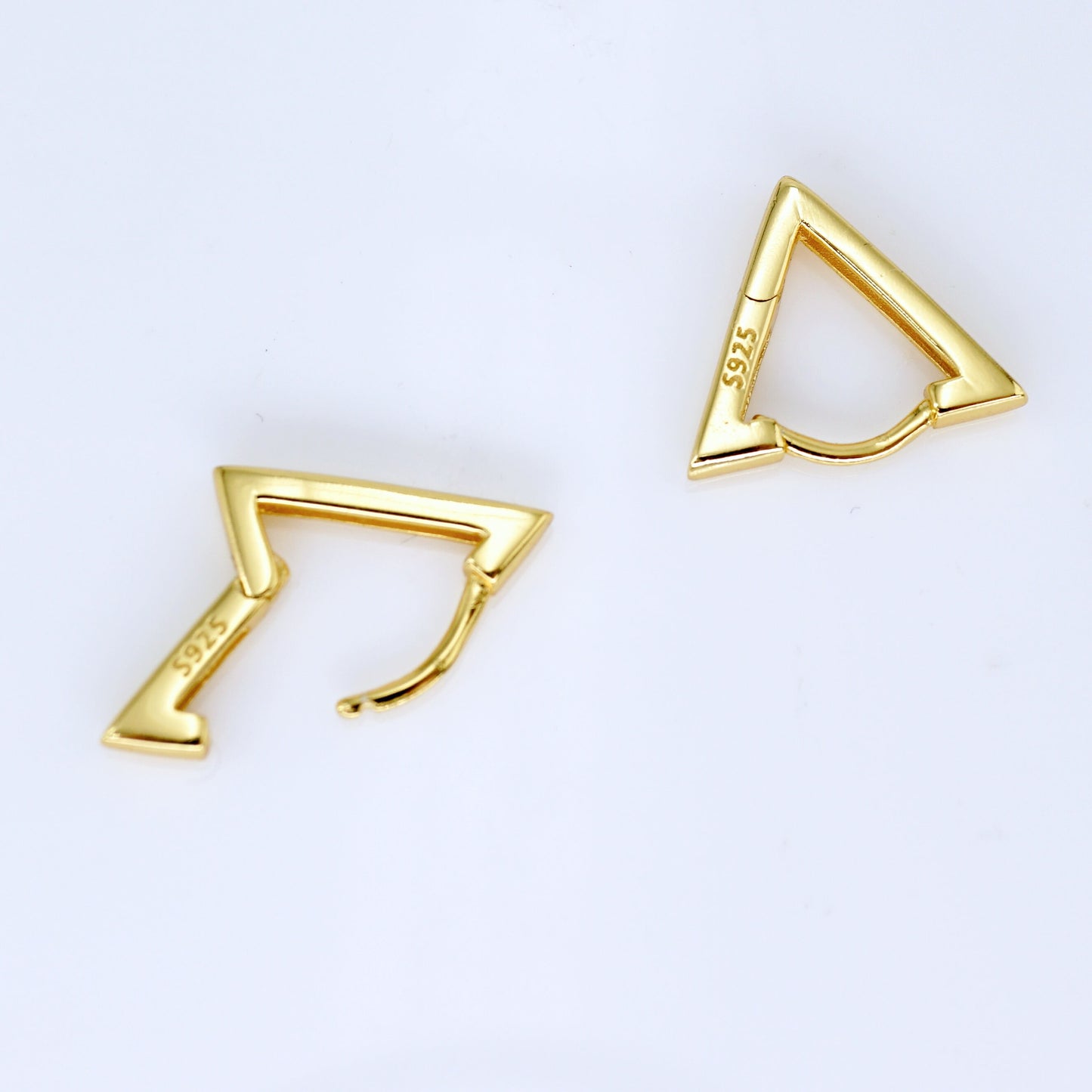 Triangle Shape Huggie Hoop Earrings In Sterling Silver