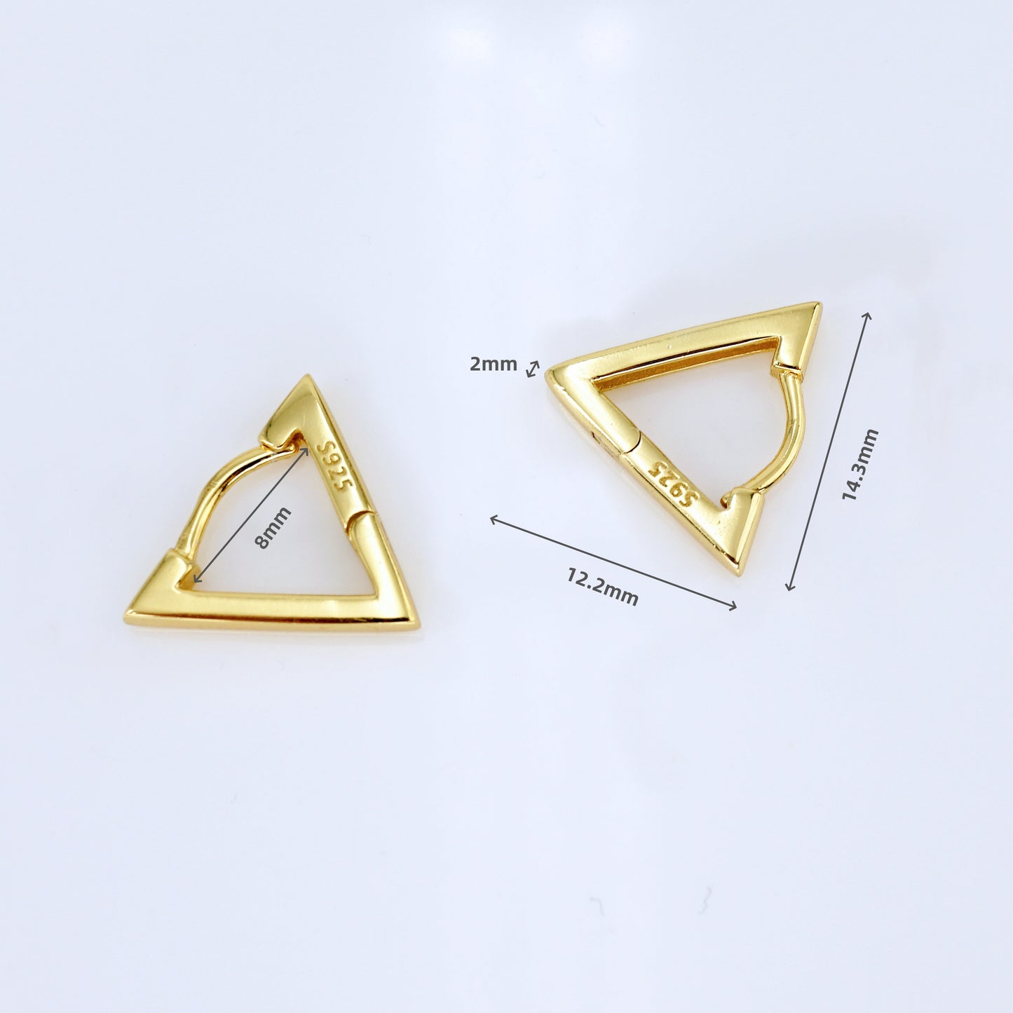 Triangle Shape Huggie Hoop Earrings In Sterling Silver