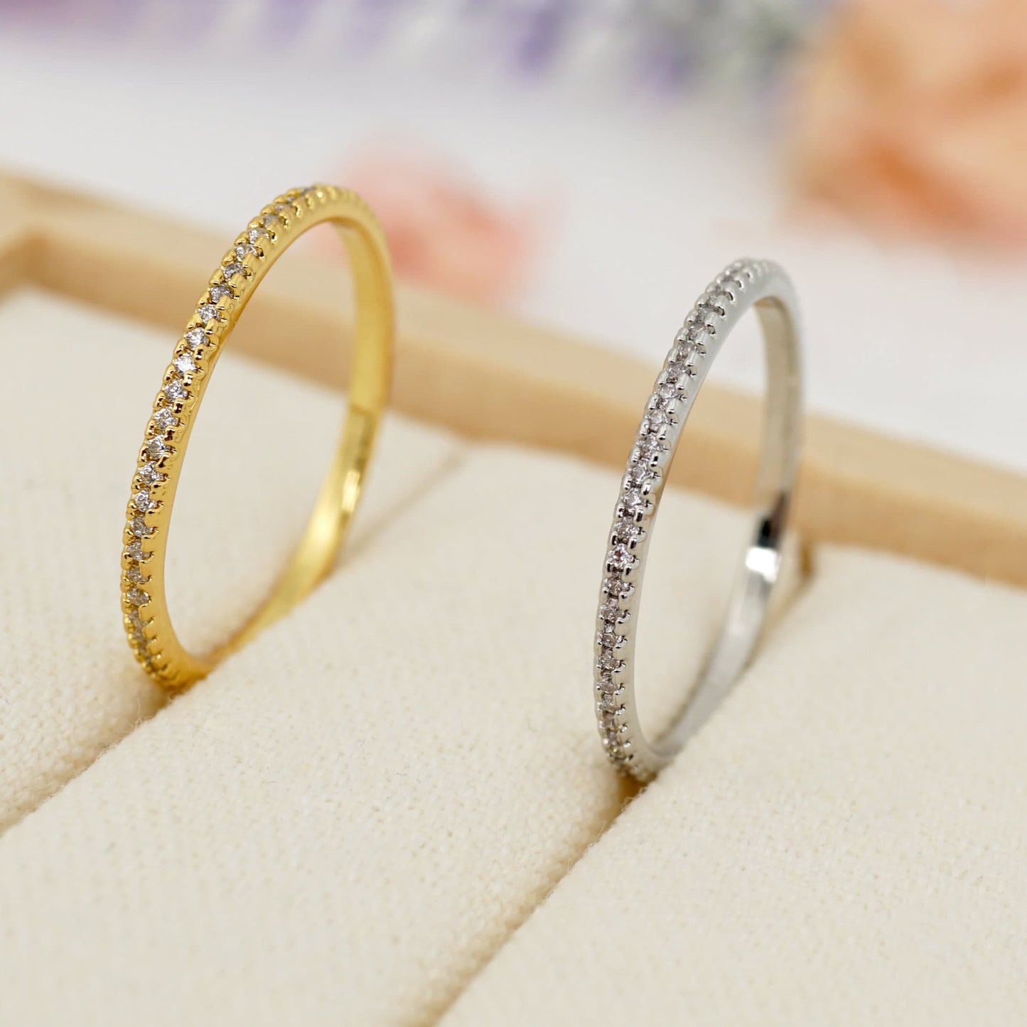 Thin Eternity Ring, Stacking Paved CZ Ring