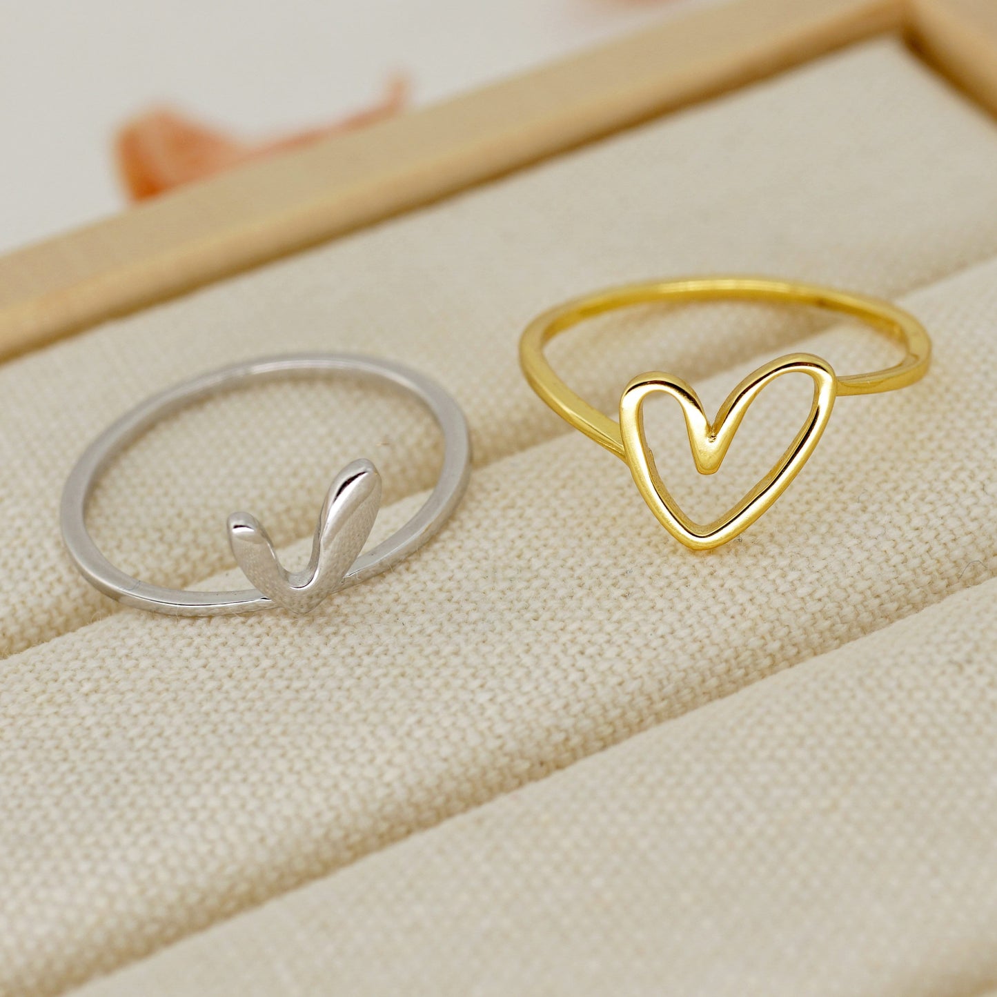 2-In-1 Love Heart Ring Set, Minimalist Jewelry