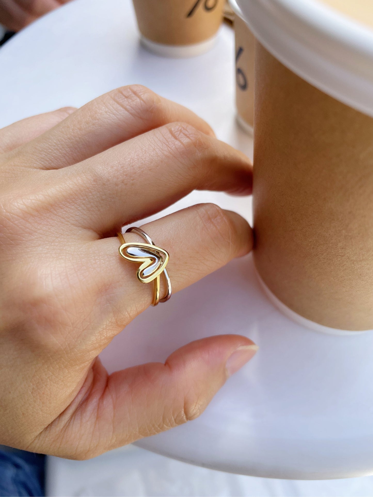 2-In-1 Love Heart Ring Set, Minimalist Jewelry