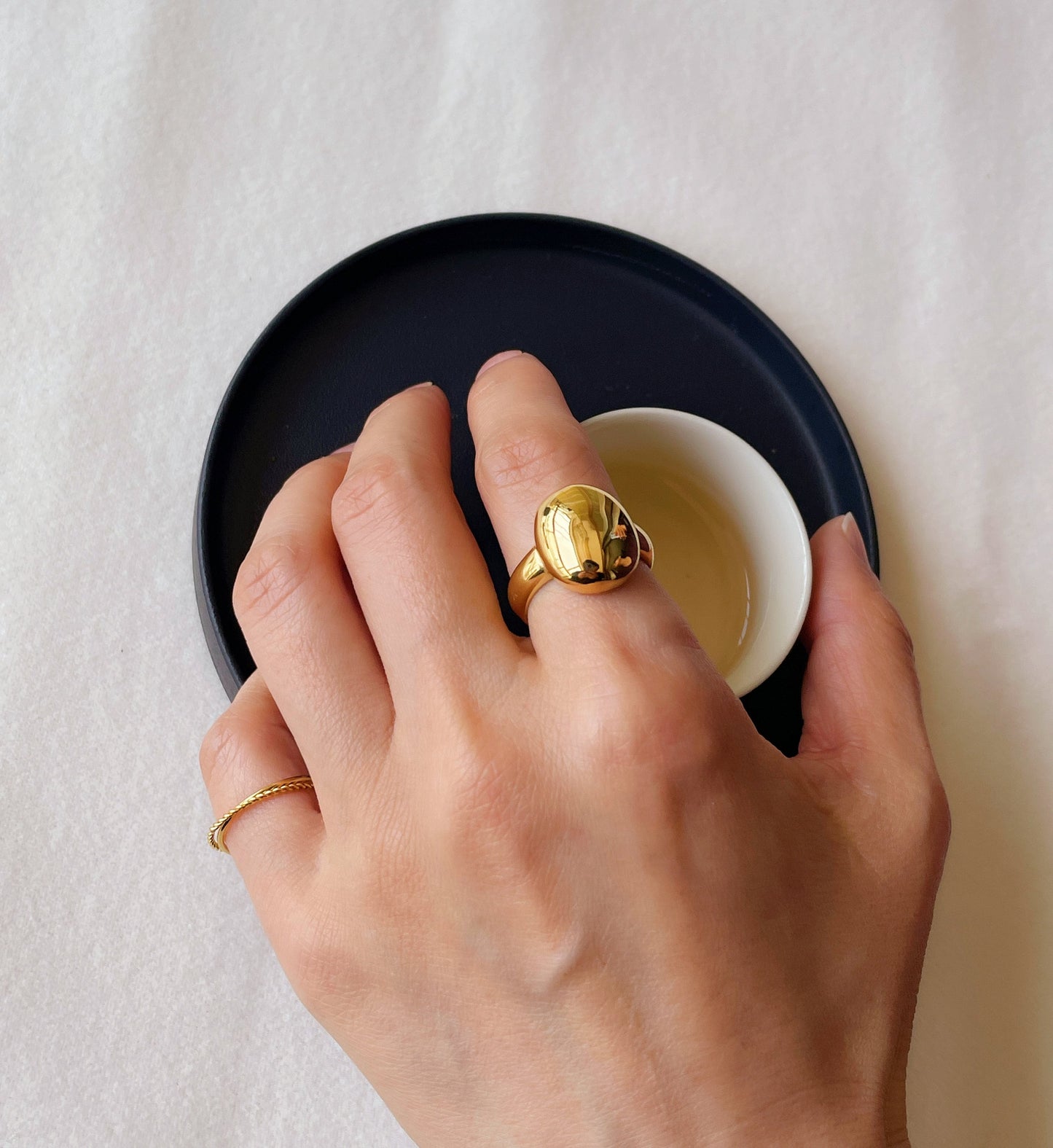 Gold Egg Ring, Round Smooth Oval Ring