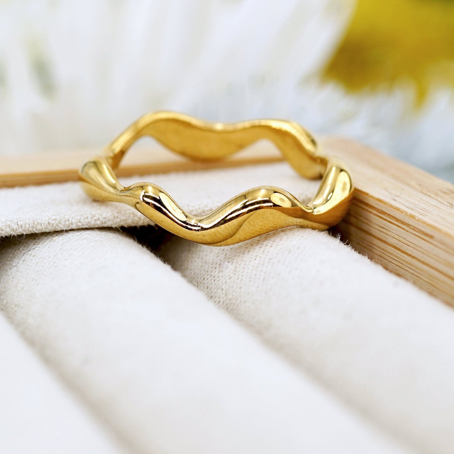 Delicate Gold Curved Ring, Minimalist Stacking Ring