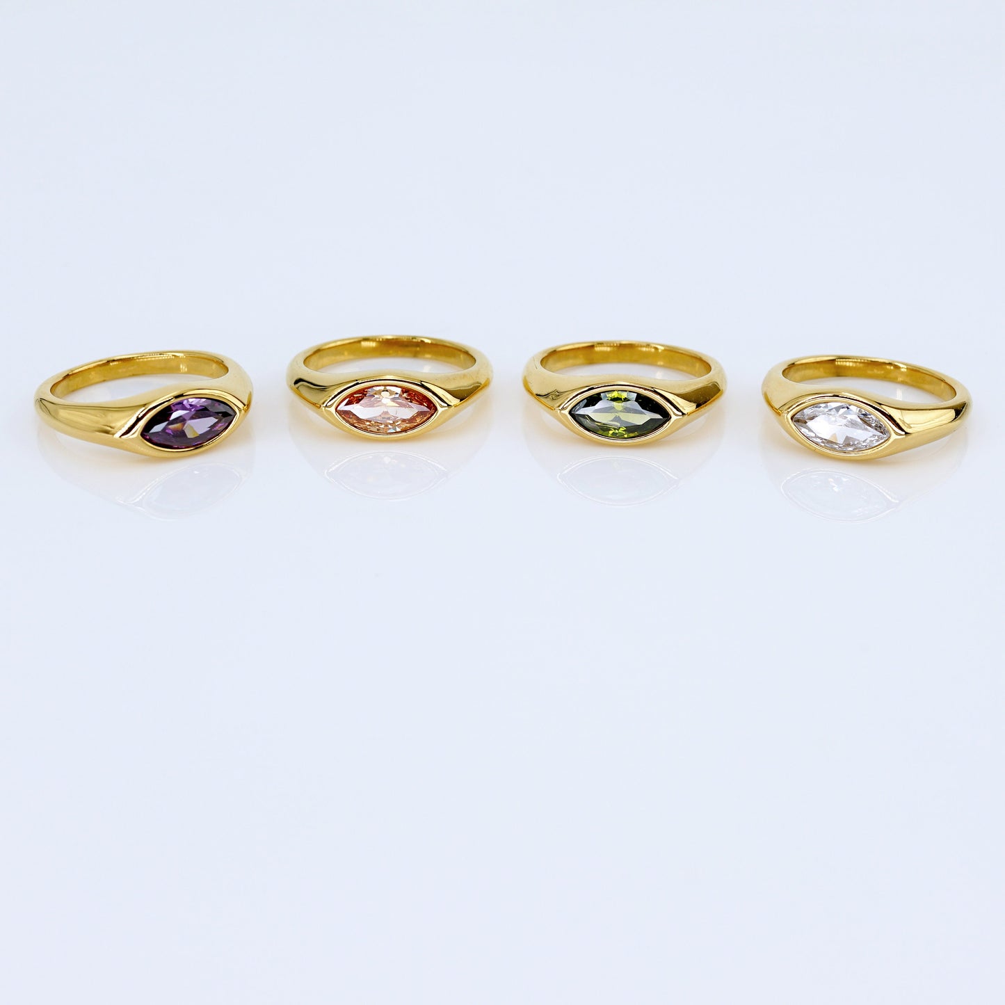 Dainty Gold Marquise CZ Dome Ring