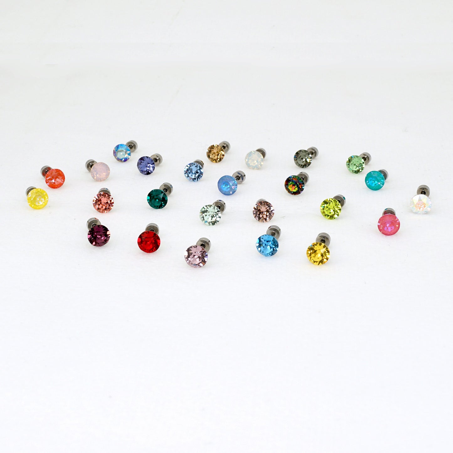 Sparkly Colored Swarovski Crystal Studs Screw Back