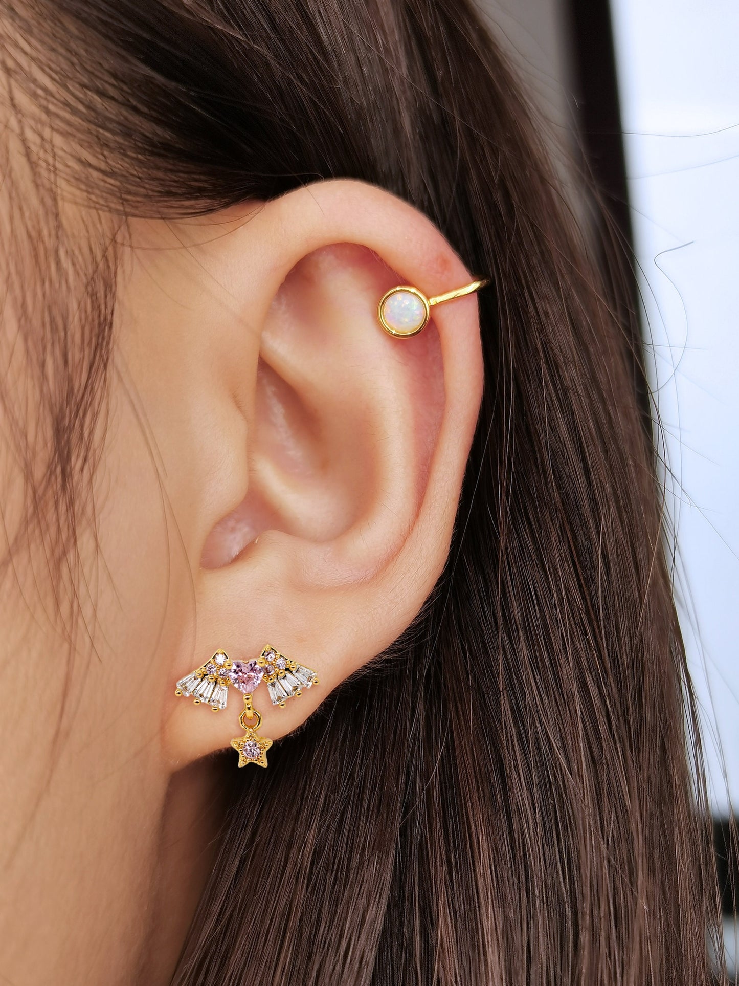 Dainty CZ Angle Stud Earrings Flat Back Studs