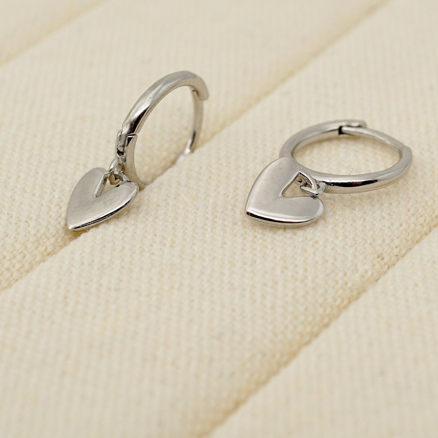 Dangle Heart Hoop Earrings 925 Sterling Silver