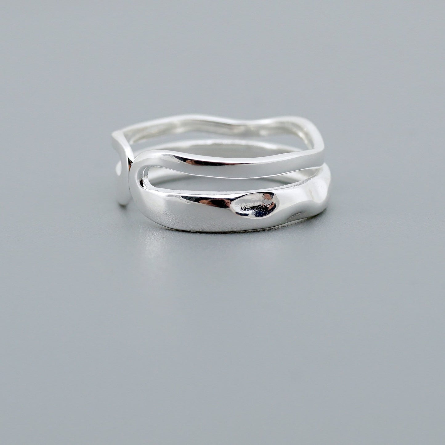 Adjustable Double Layer Band, Sterling Silver Ring