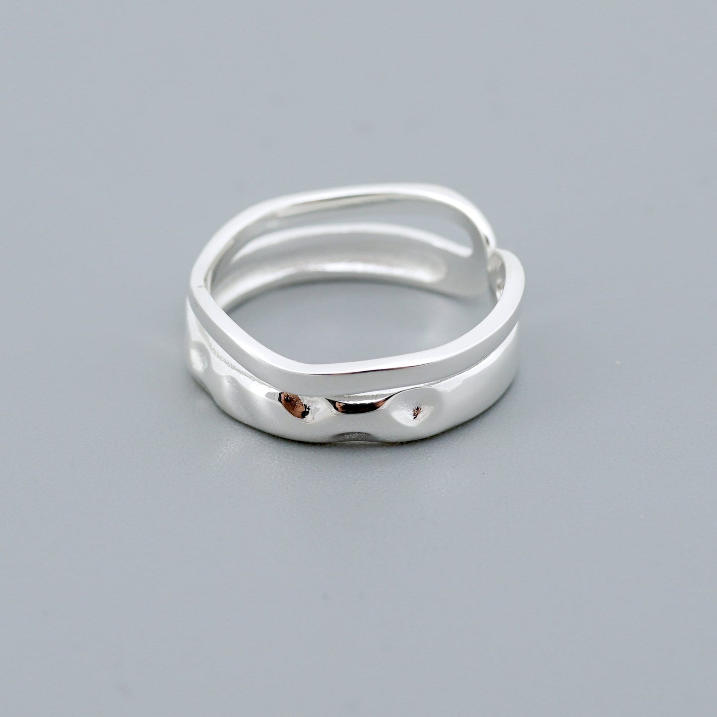 Adjustable Double Layer Band, Sterling Silver Ring