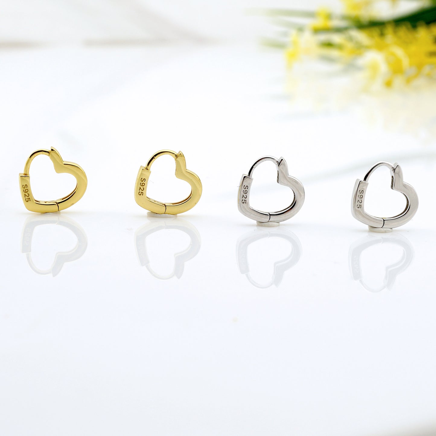 Heart Shape Huggies Hoop Earrings