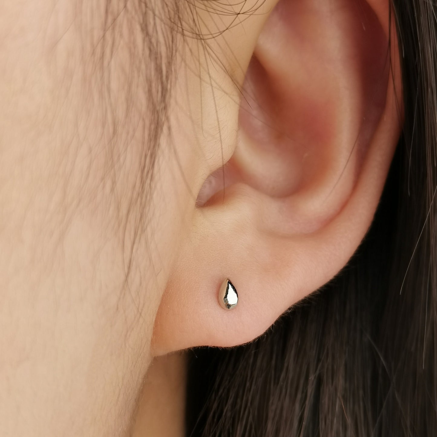 Tiny Waterdrop Stud Earrings In Sterling Silver