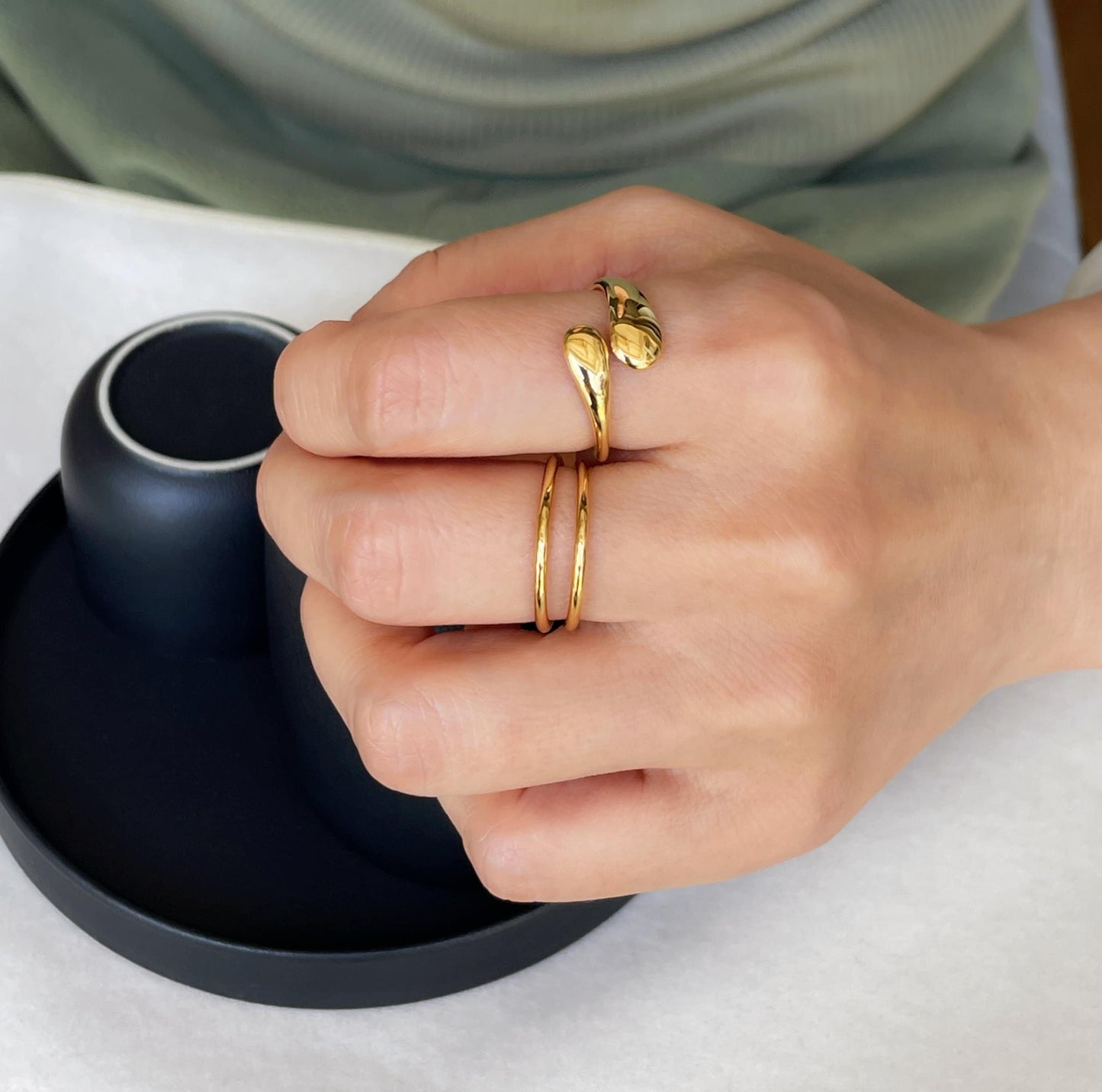 Minimalist Chunky Gold Love Hug Ring