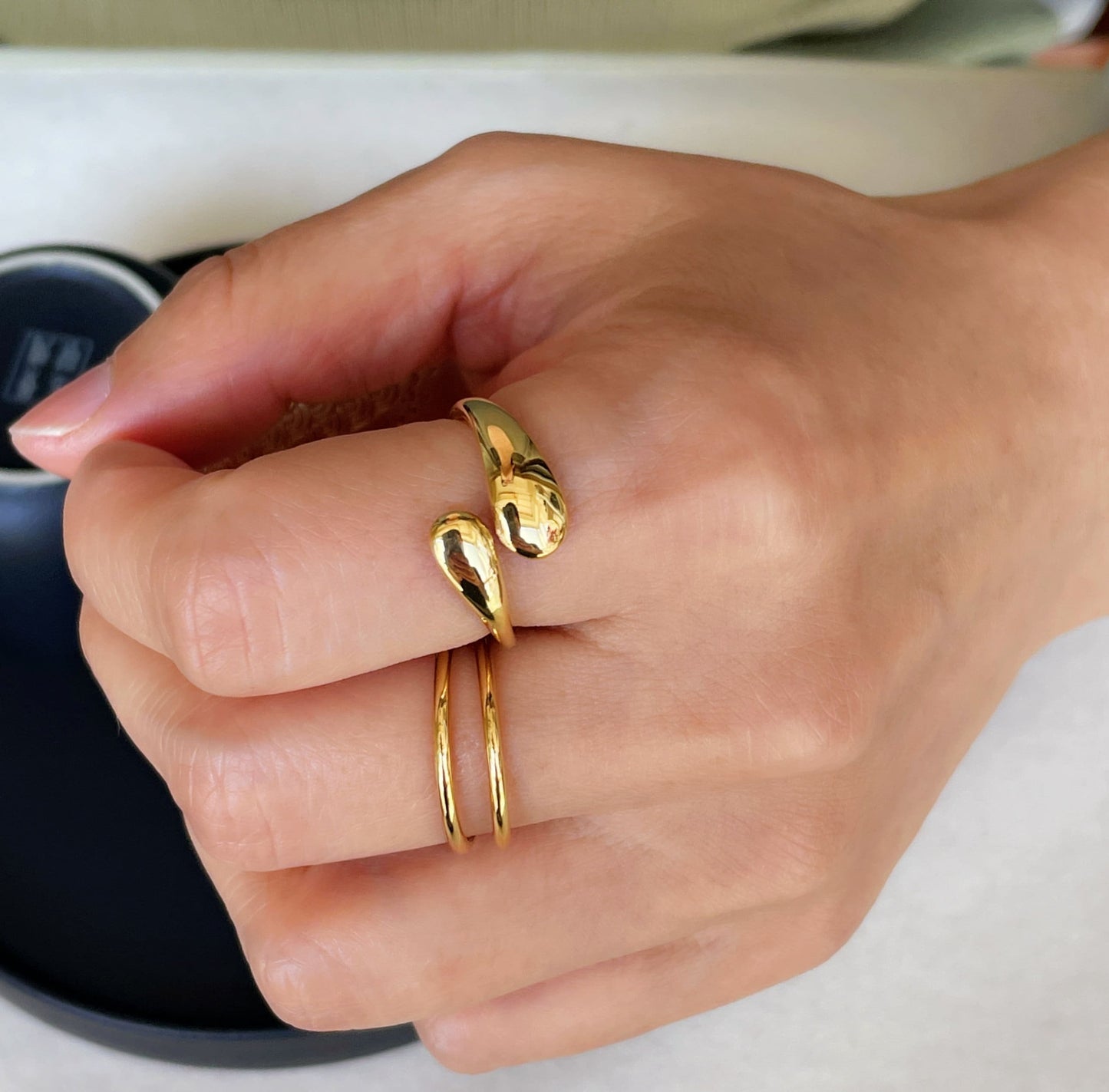 Minimalist Chunky Gold Love Hug Ring