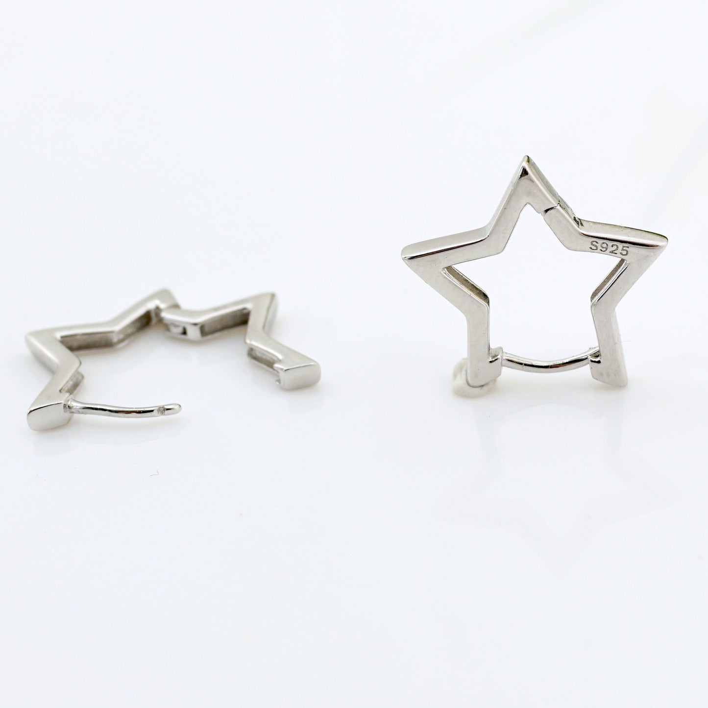 Star Hoop Earrings In Sterling Silver