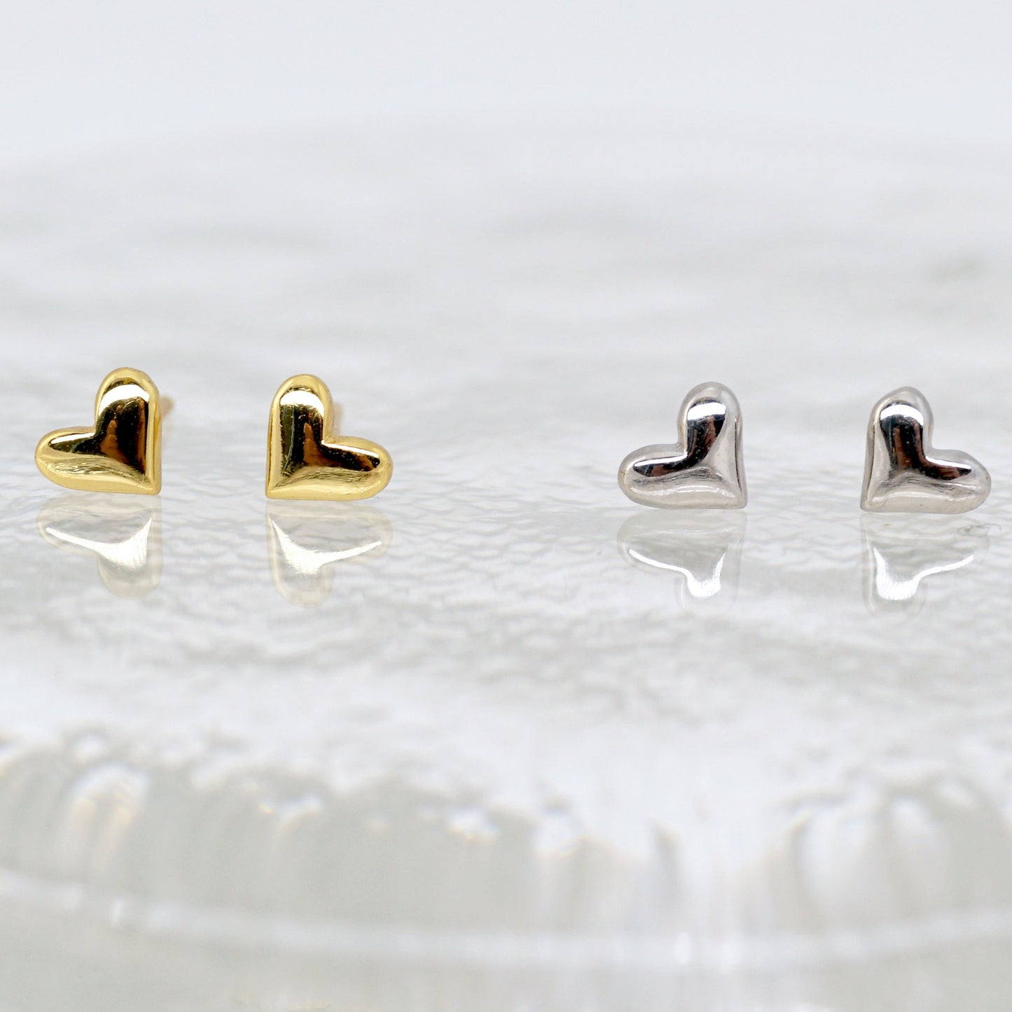 Tiny Heart Stud Earrings in Sterling Silver