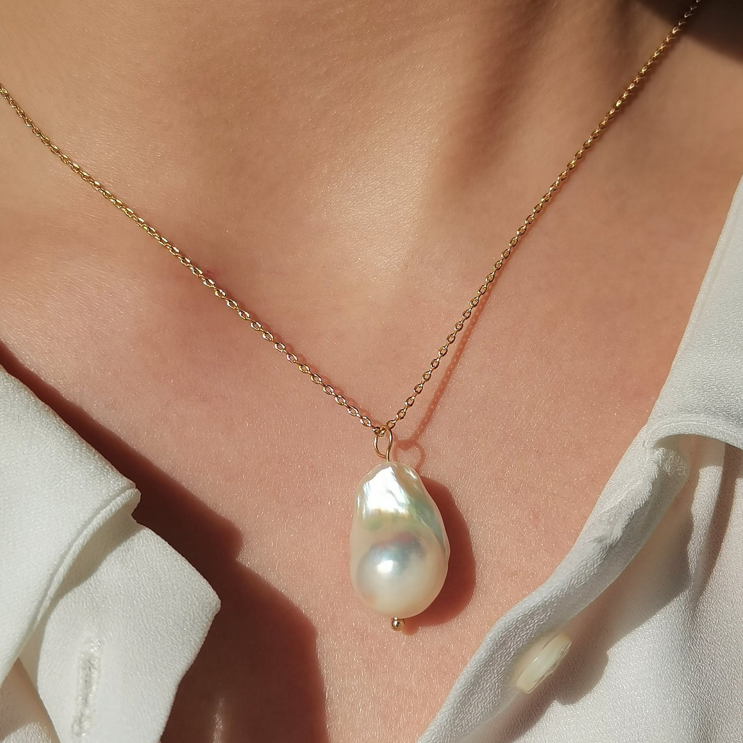 Natural White Baroque Freshwater Pearl Necklace