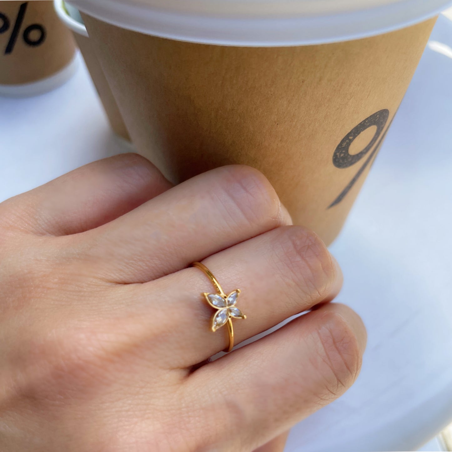 Dainty Cubic Zirconia Butterfly Ring, Stacking Ring