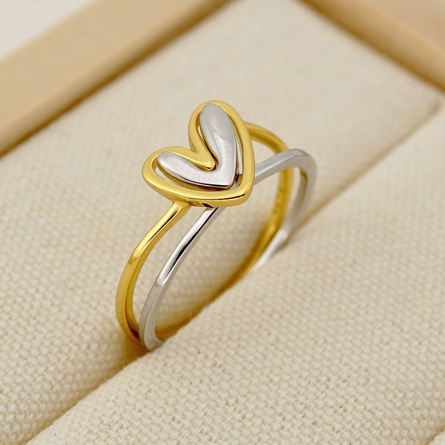 2-In-1 Love Heart Ring Set, Minimalist Jewelry