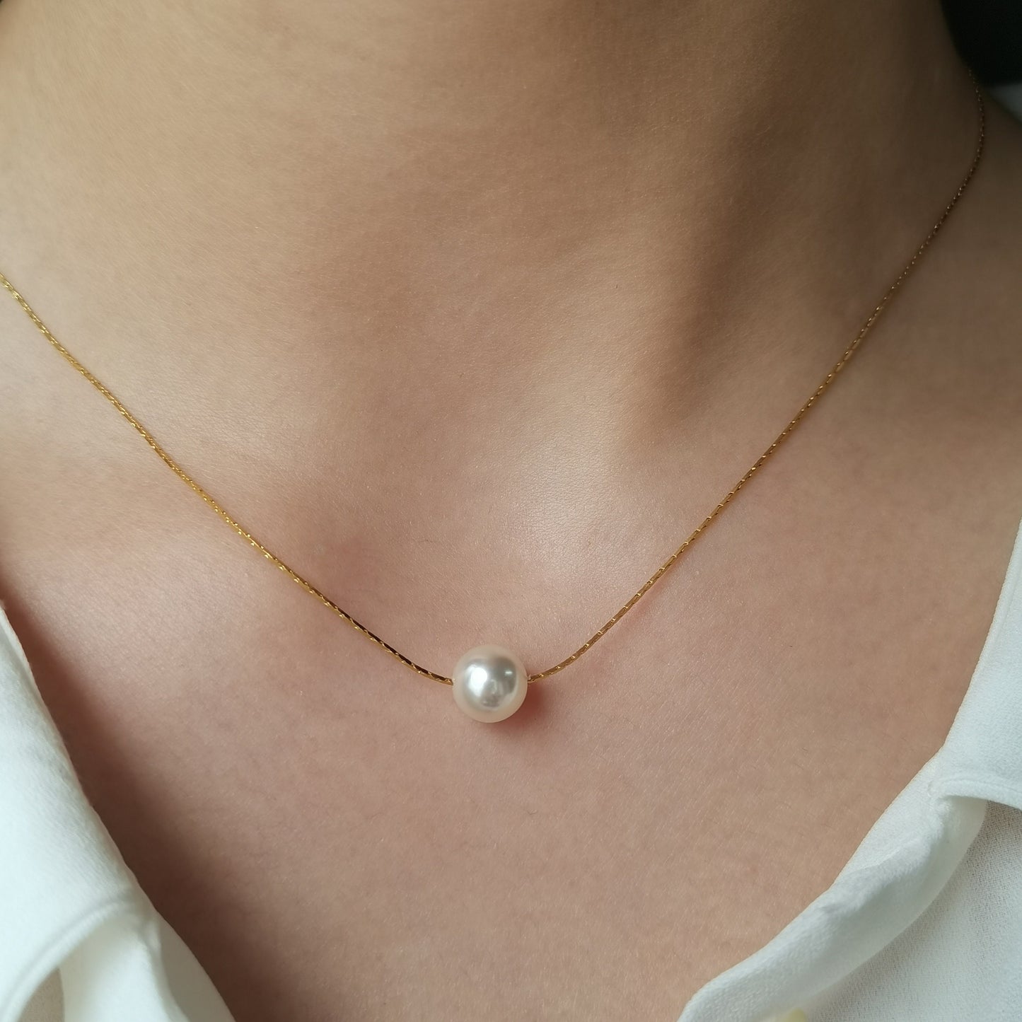 Single Floating Pearl Necklace Bridesmaid Gift