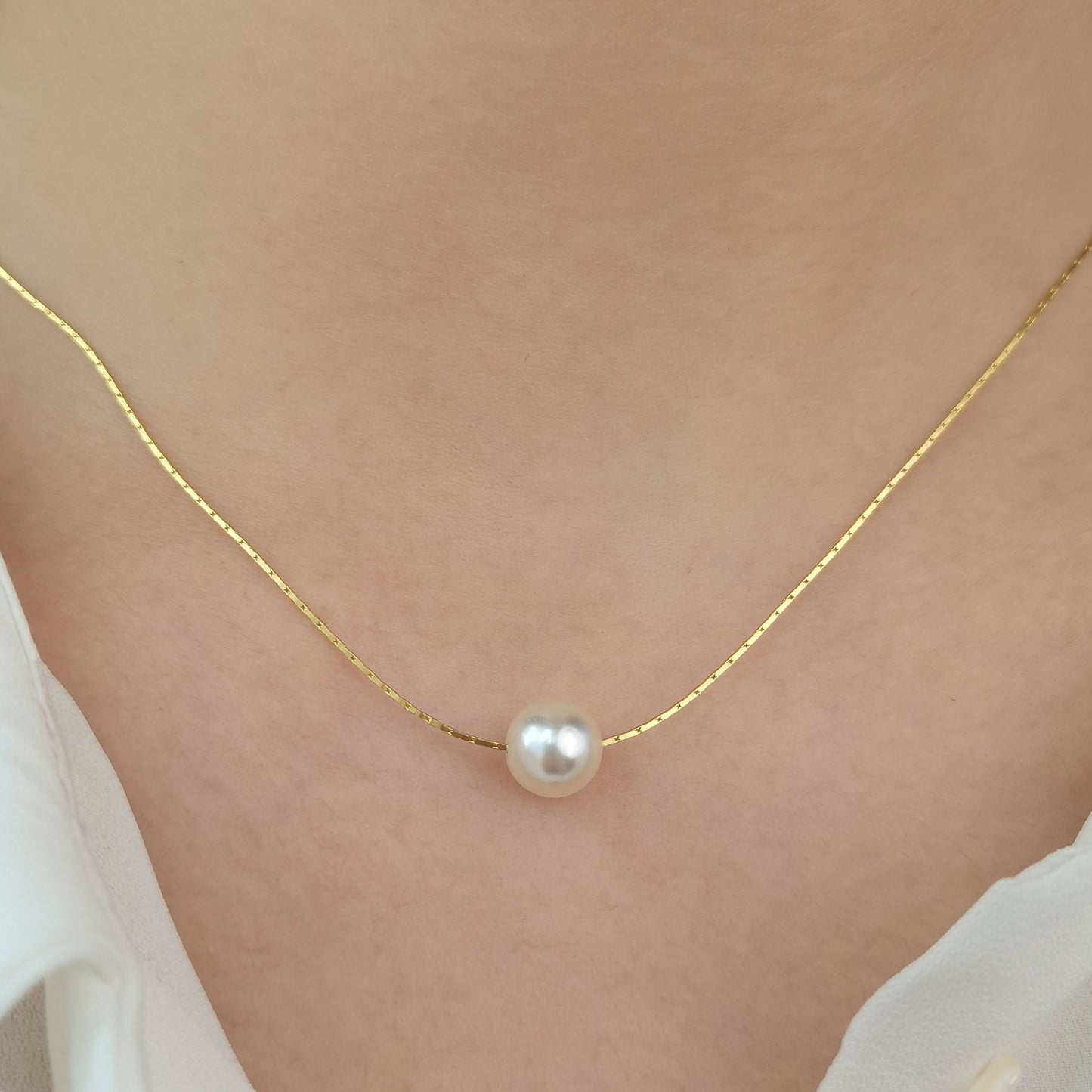 Single Floating Pearl Necklace Bridesmaid Gift