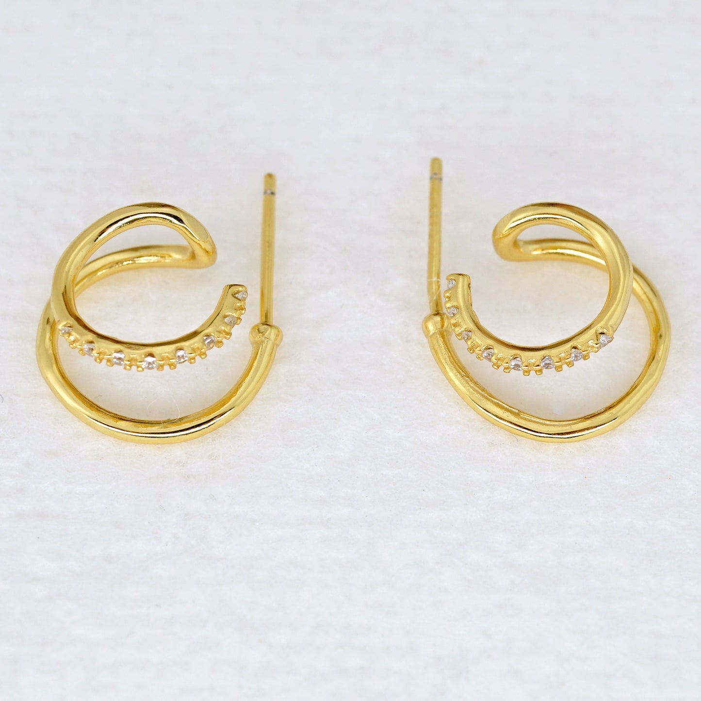 Single Pierced Faux Double Hoop Earrings