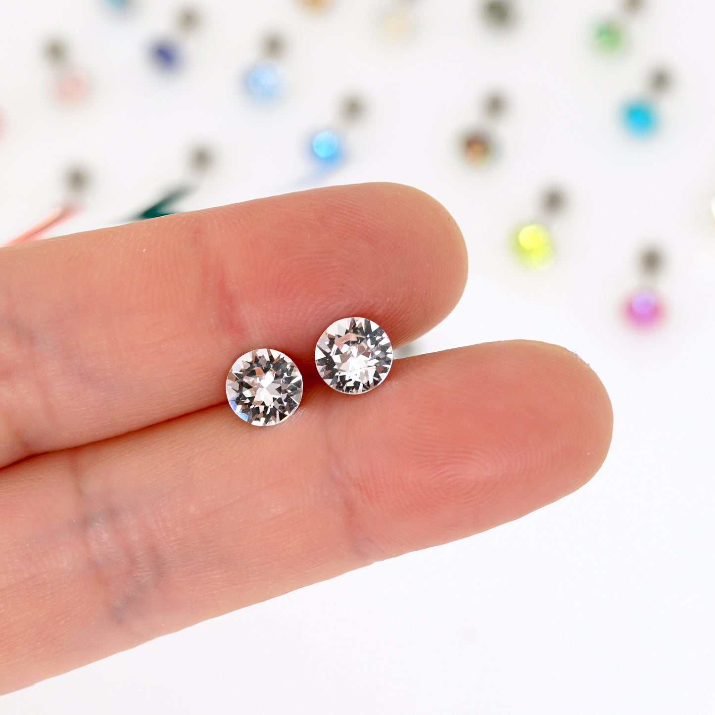 20G Swarovski Crystal Stud Earrings 4/5/6/8mm