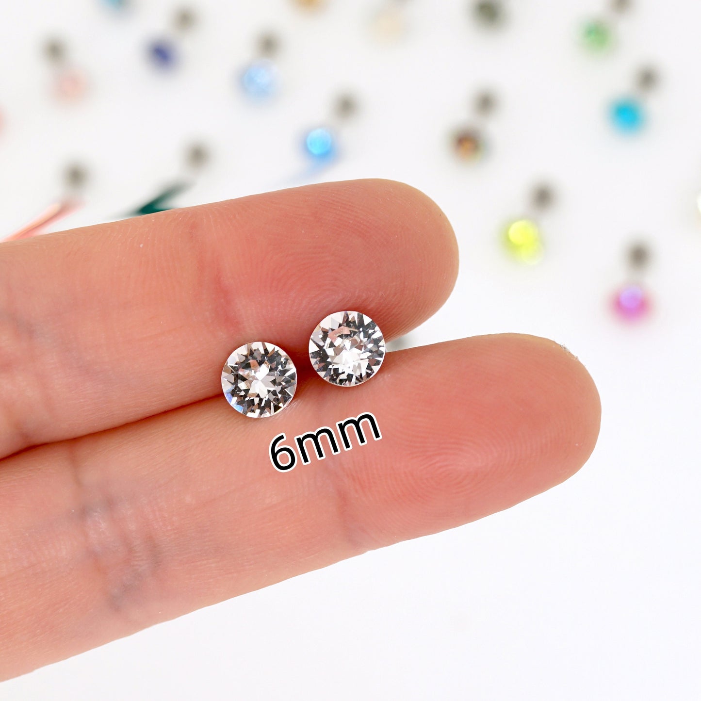 Sparkly Colored Swarovski Crystal Studs Screw Back