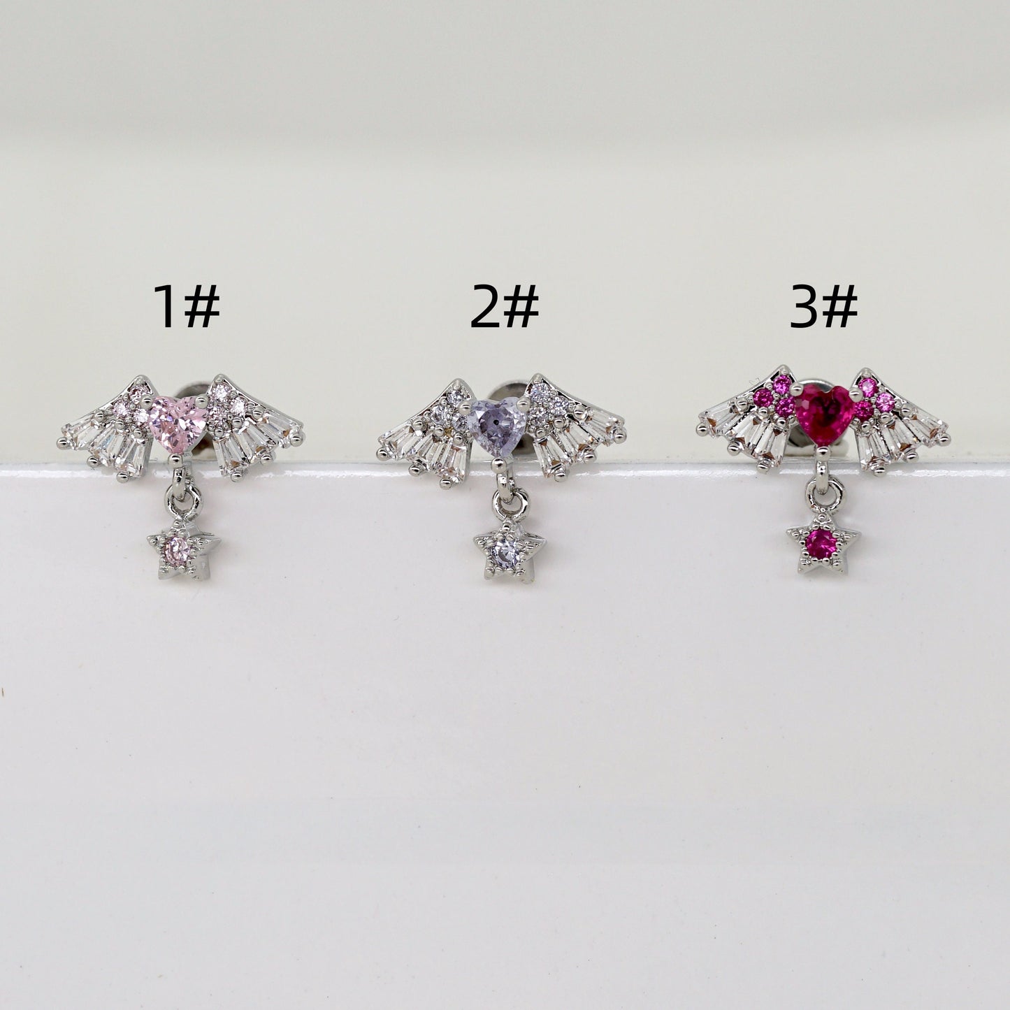 Dainty CZ Angle Stud Earrings Flat Back Studs