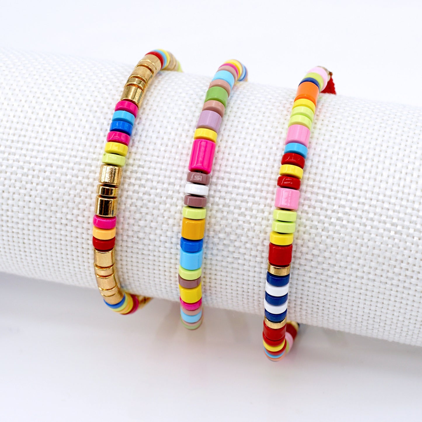 Summer Boho Enamel Tile Bead Bracelets