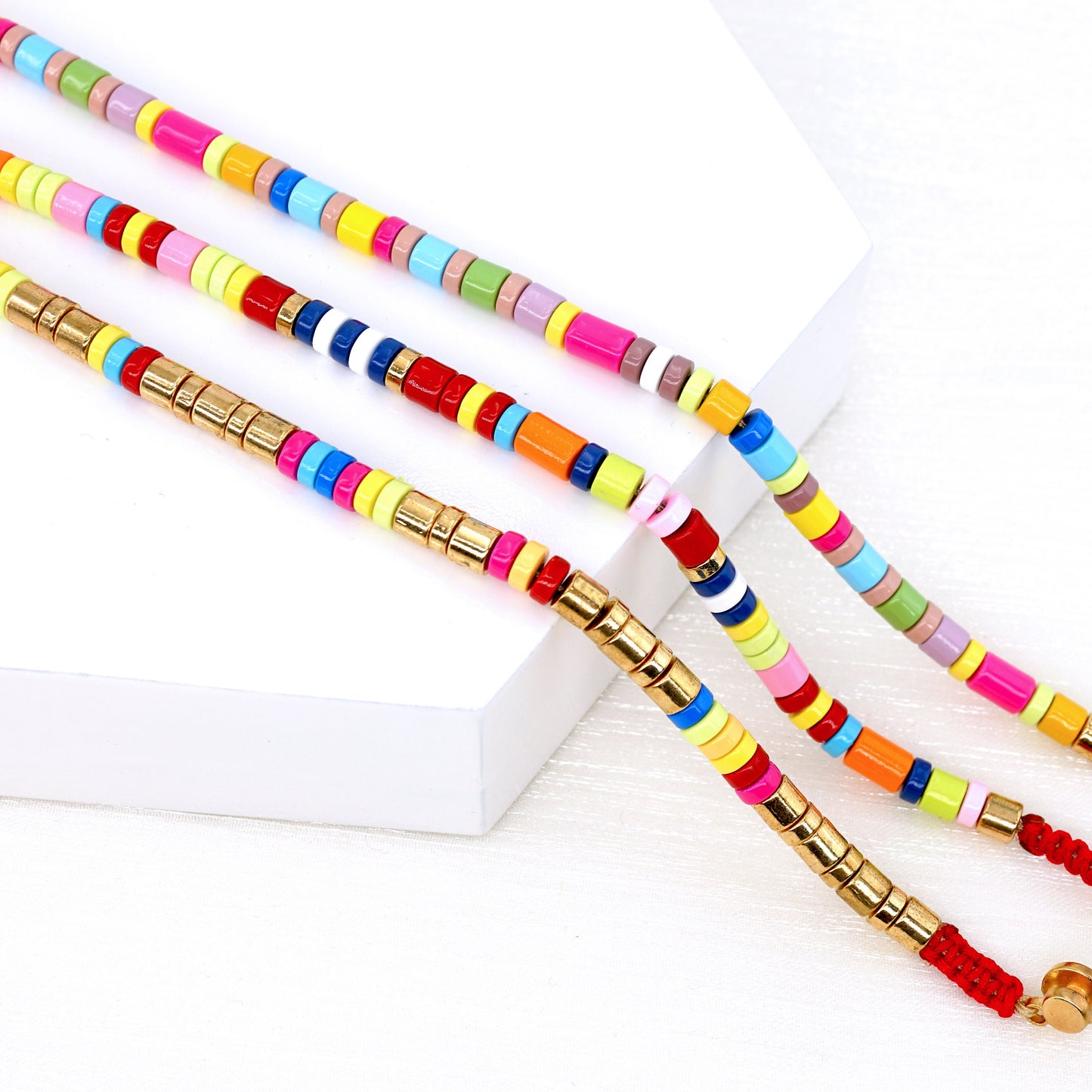 Summer Boho Enamel Tile Bead Bracelets