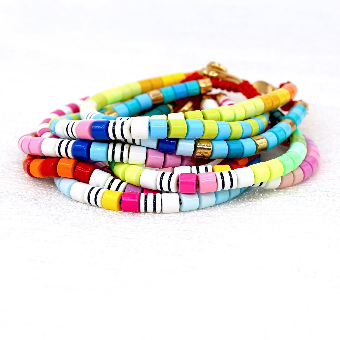 Rainbow Enamel Bracelet for Summer Boho Tile Beads Bracelets