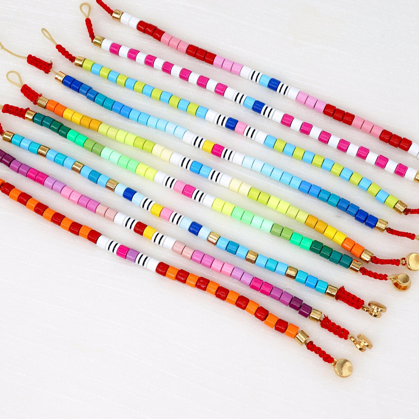 Rainbow Enamel Bracelet for Summer Boho Tile Beads Bracelets