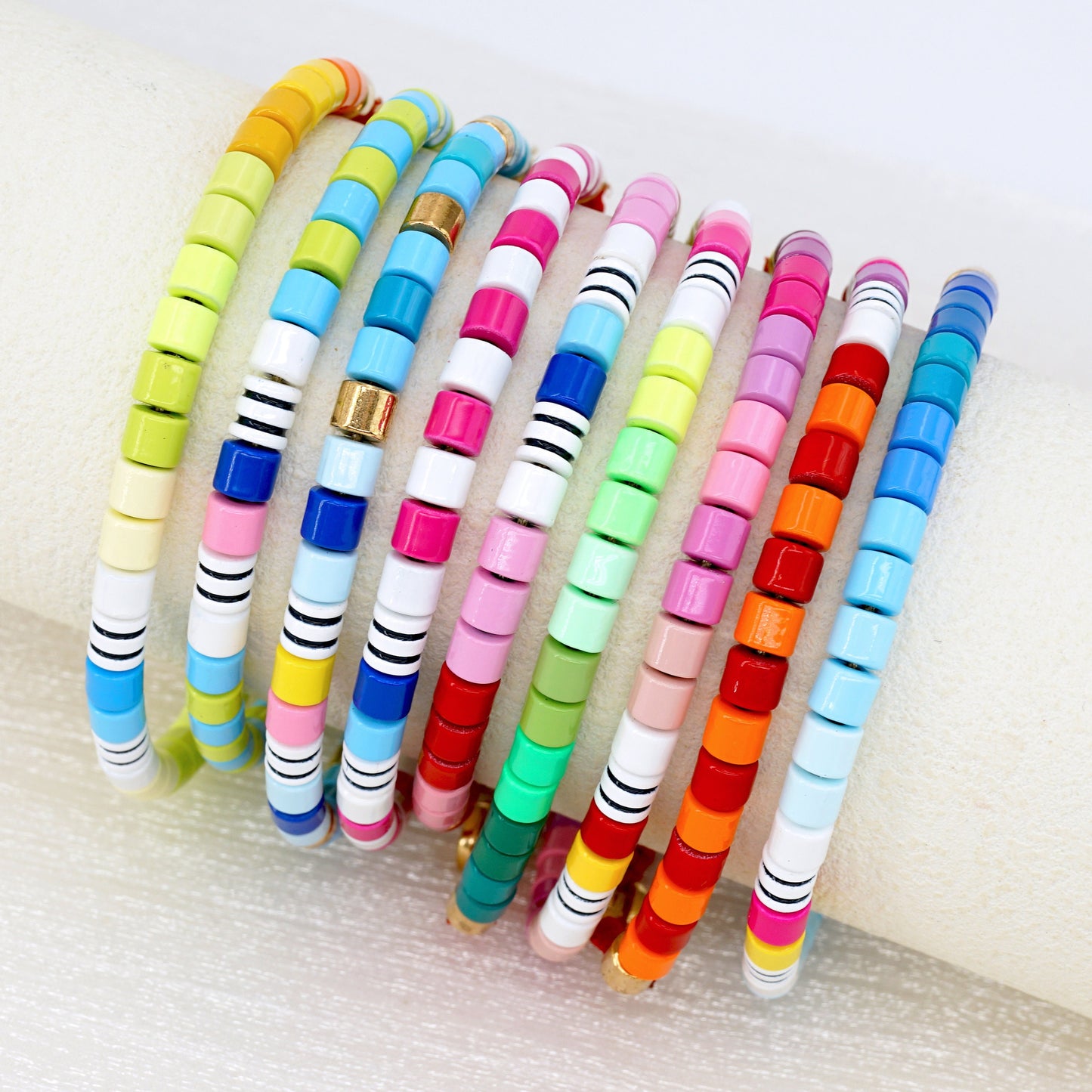 Rainbow Enamel Bracelet for Summer Boho Tile Beads Bracelets