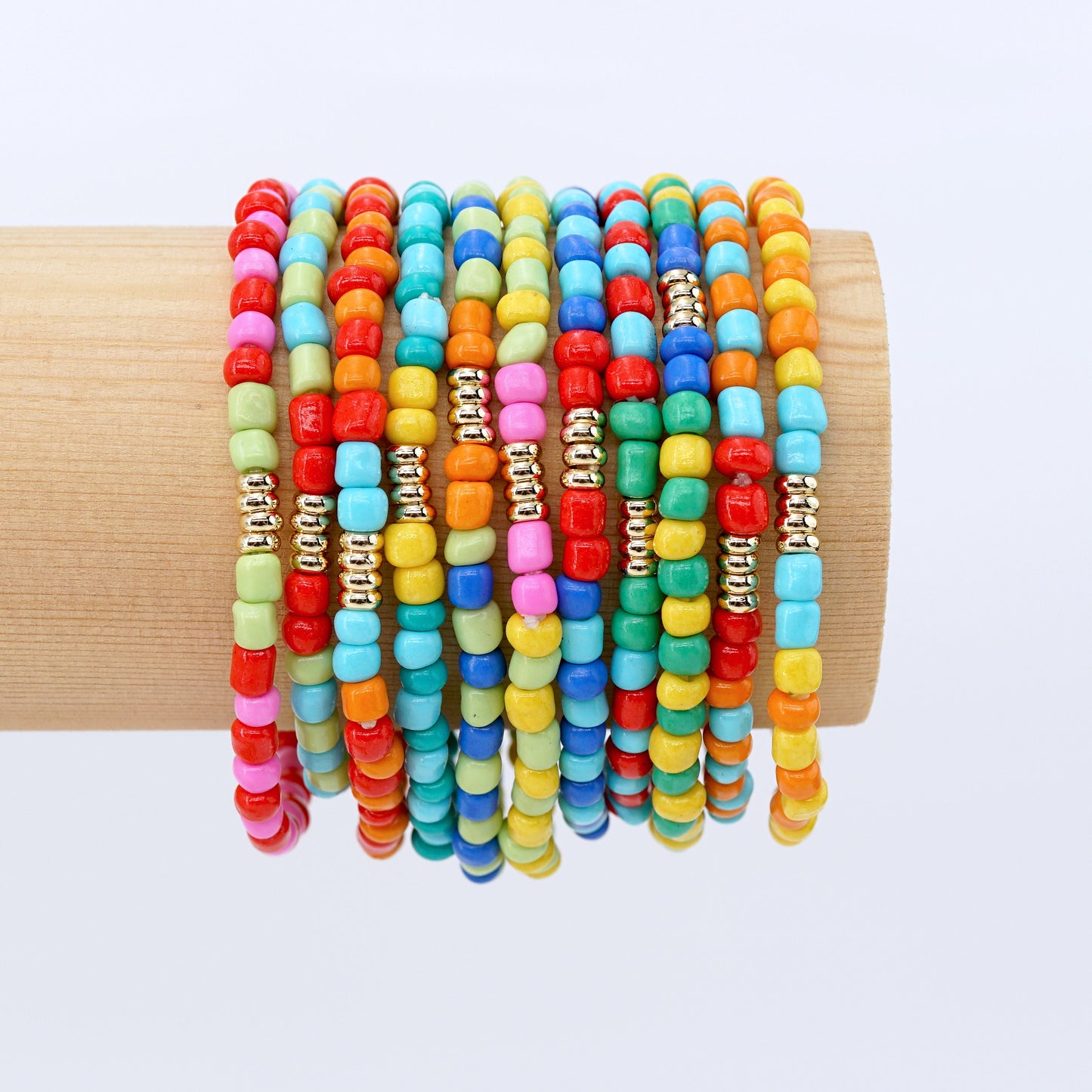 Stretch Rainbow Color Seed Bead Bracelets