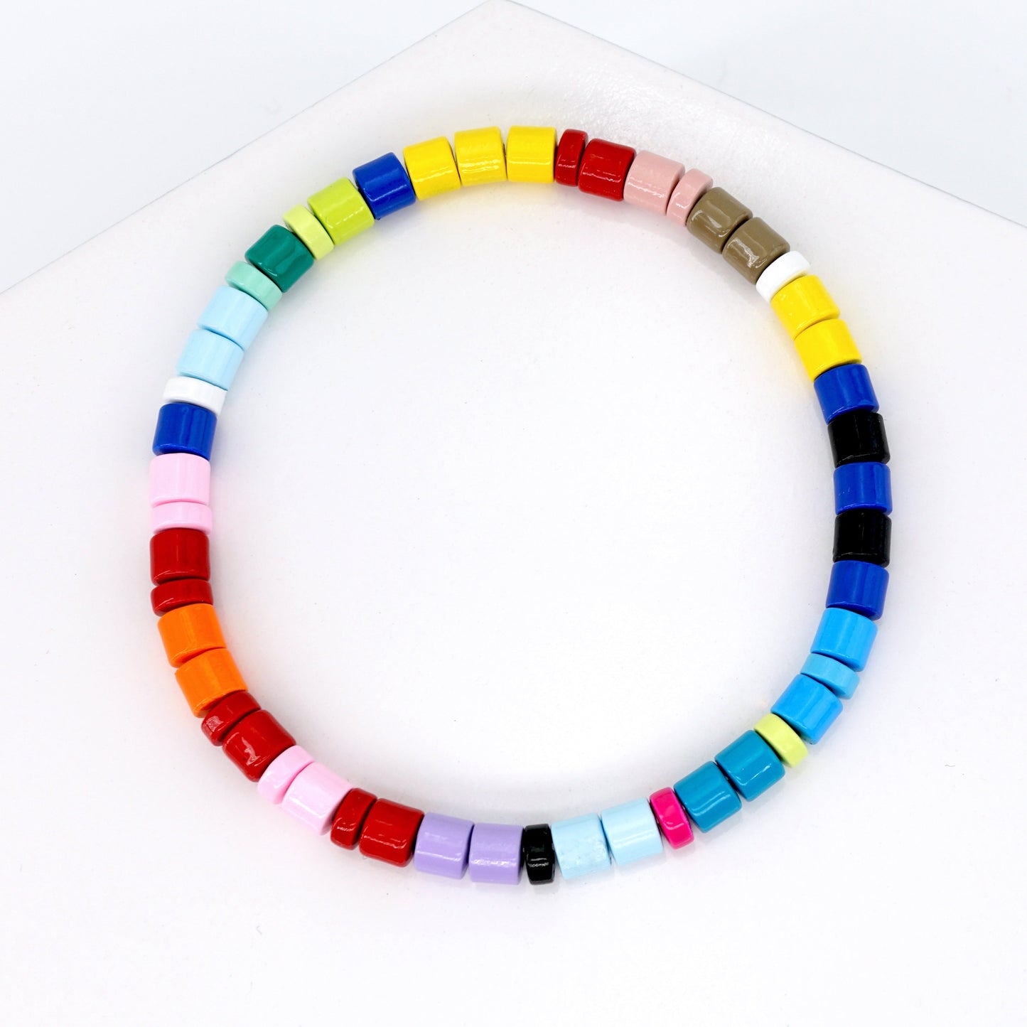 Boho Summer Rainbow Enamel Bead Bracelet