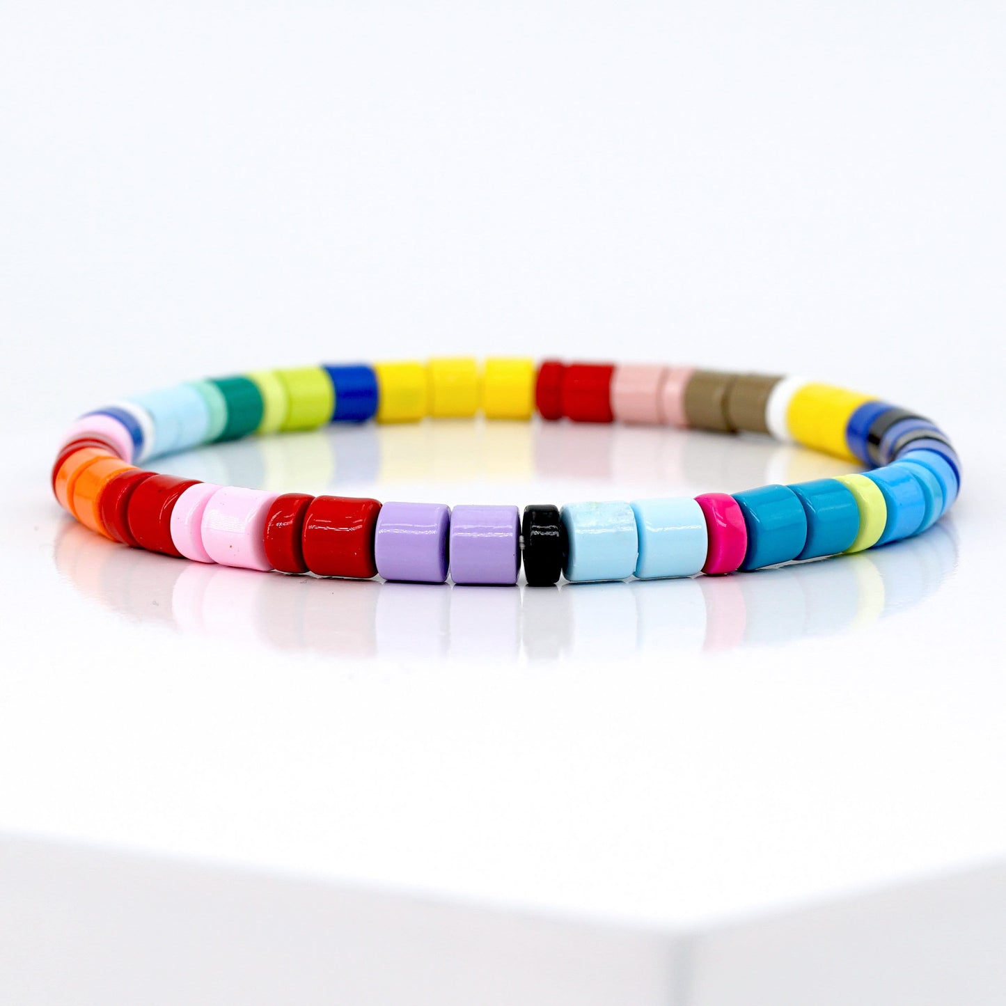 Boho Summer Rainbow Enamel Bead Bracelet