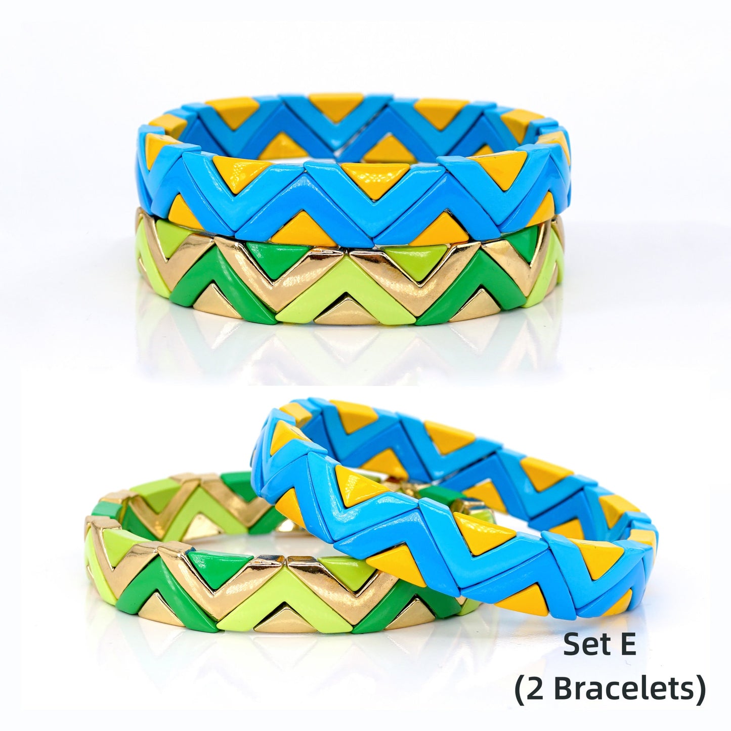 Rainbow Wave Enamel Bead Bracelet for Summer