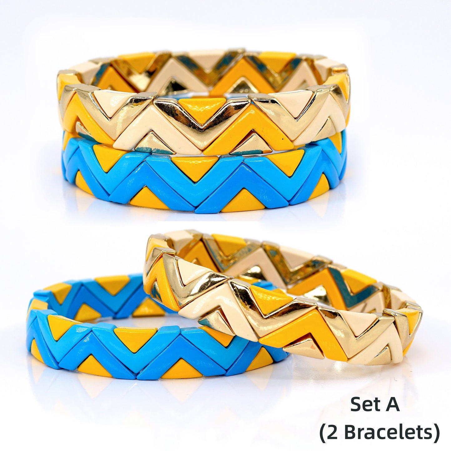 Rainbow Wave Enamel Bead Bracelet for Summer