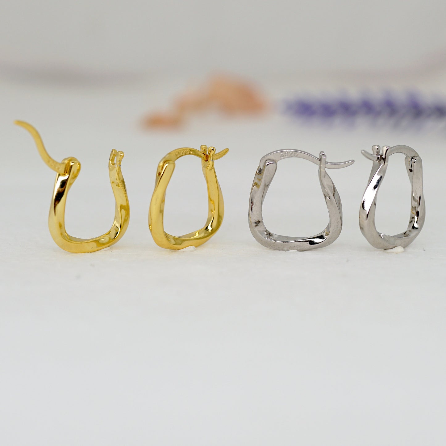 Twist Square Hoop Earrings Sterling Silver