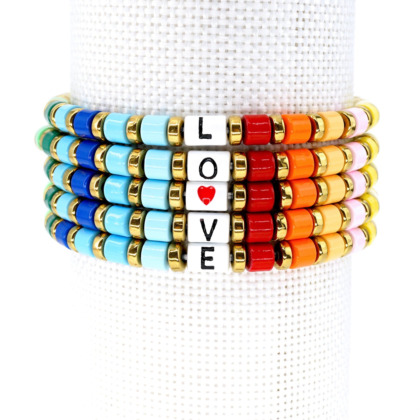 Custom Initial Enamel Bracelet, Rainbow Stacking Bracelets