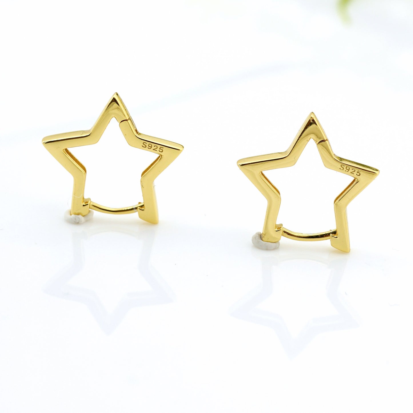 Star Hoop Earrings In Sterling Silver