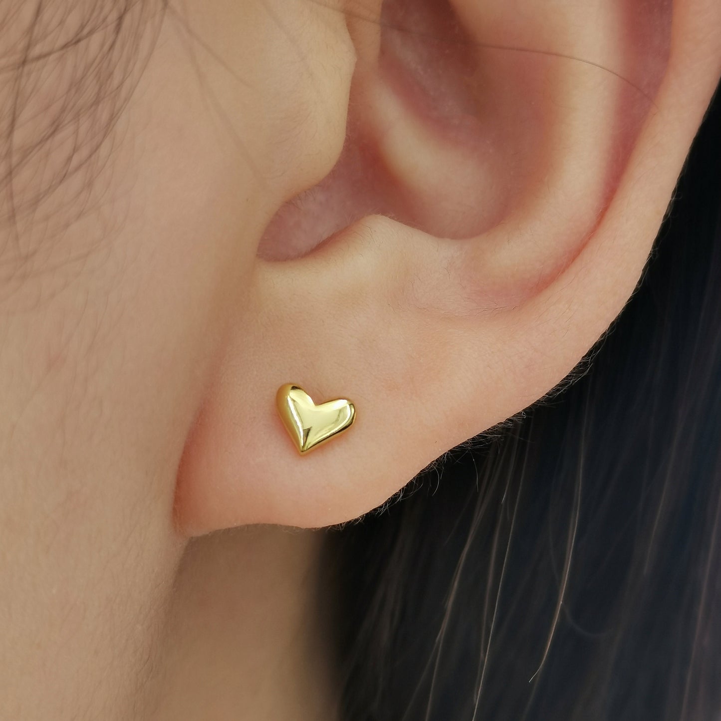 Tiny Heart Stud Earrings in Sterling Silver