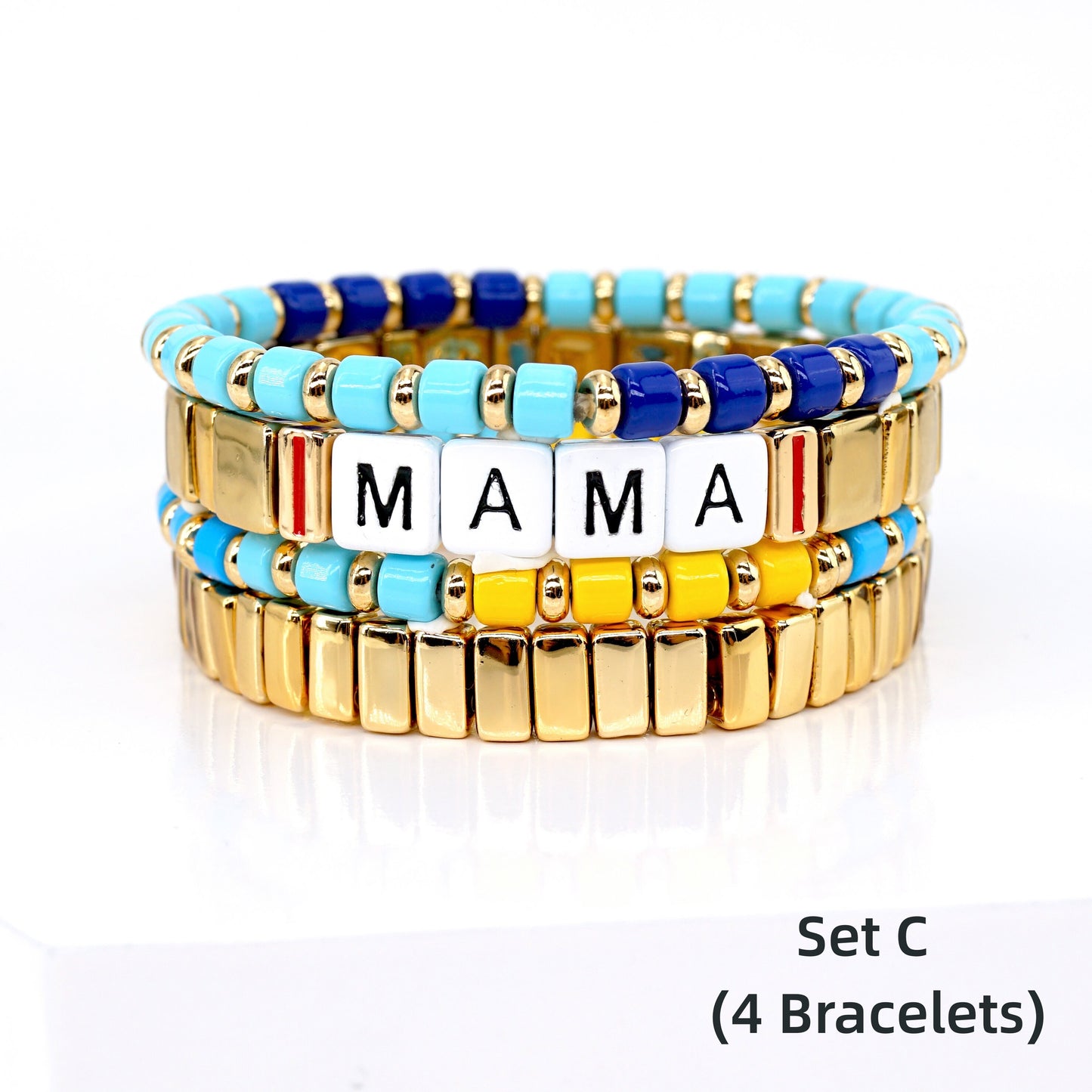 Summer Boho Ename Bracelets Set, Stacking Bracelet