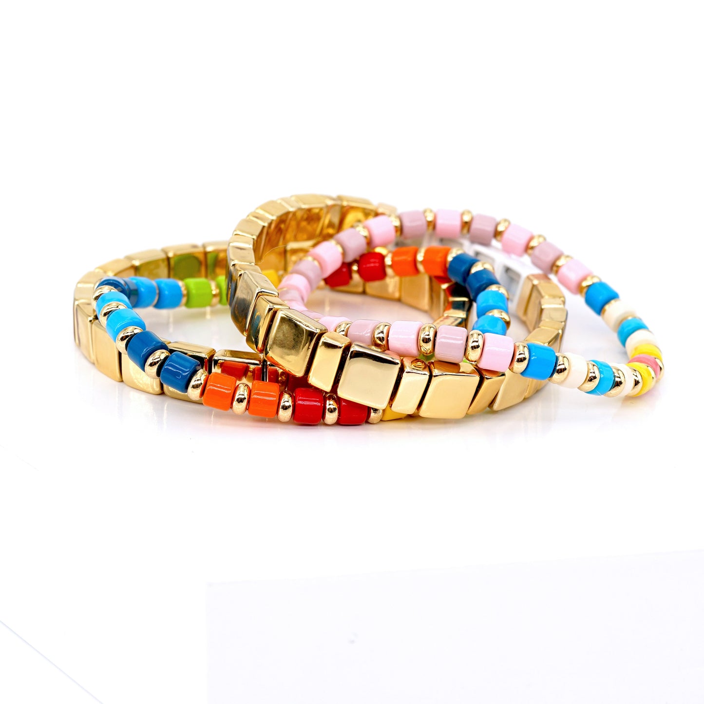 Summer Boho Ename Bracelets Set, Stacking Bracelet